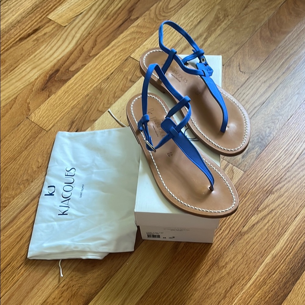K.Jacques Vibrant Blue Leather Sandals